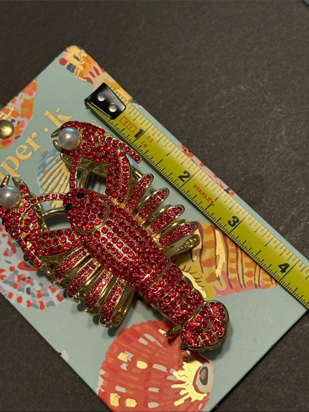 Piper•k Sparkly Red Crystal and Gold Lobster Hair Clip